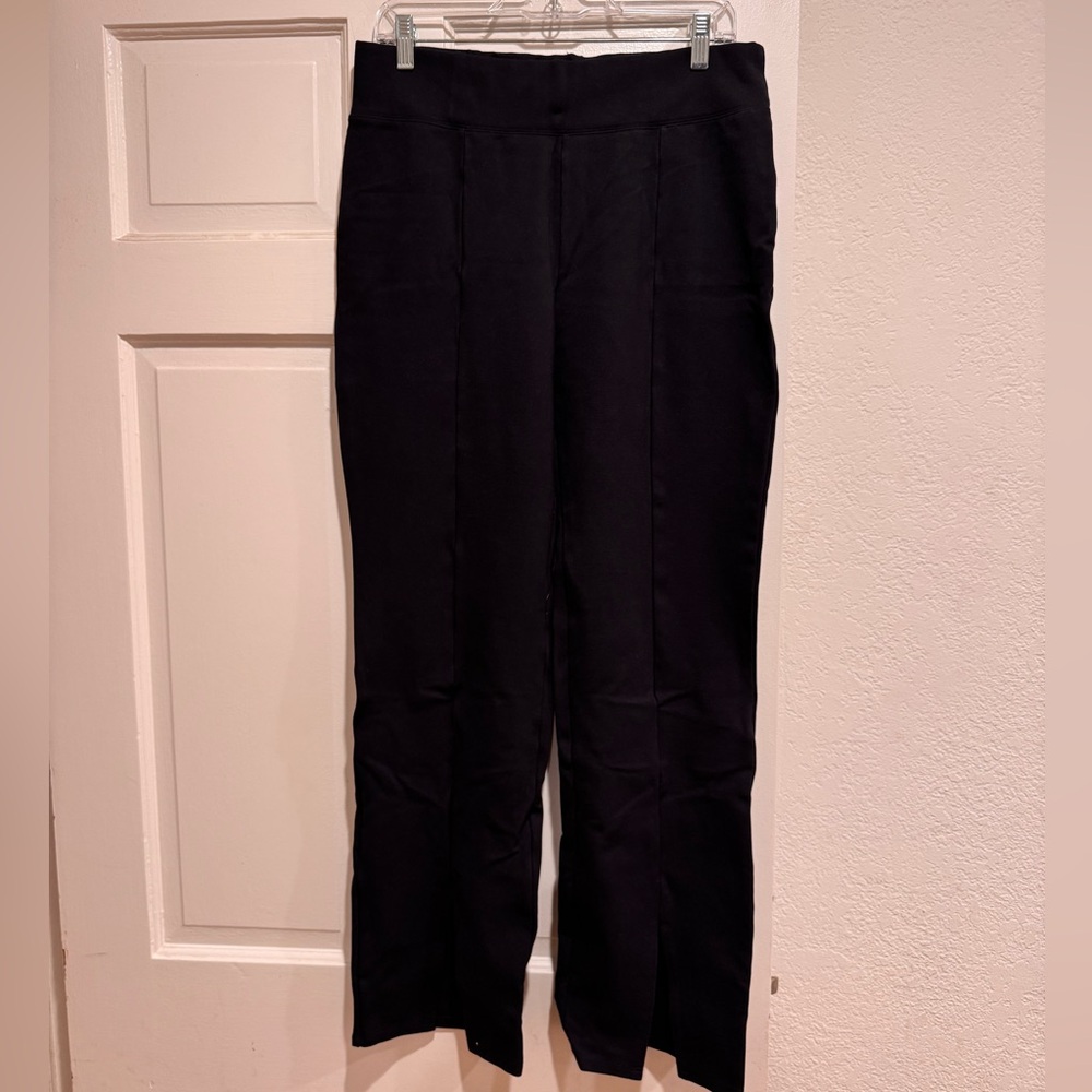 Black Pinstripe Pull-On Flare Pants